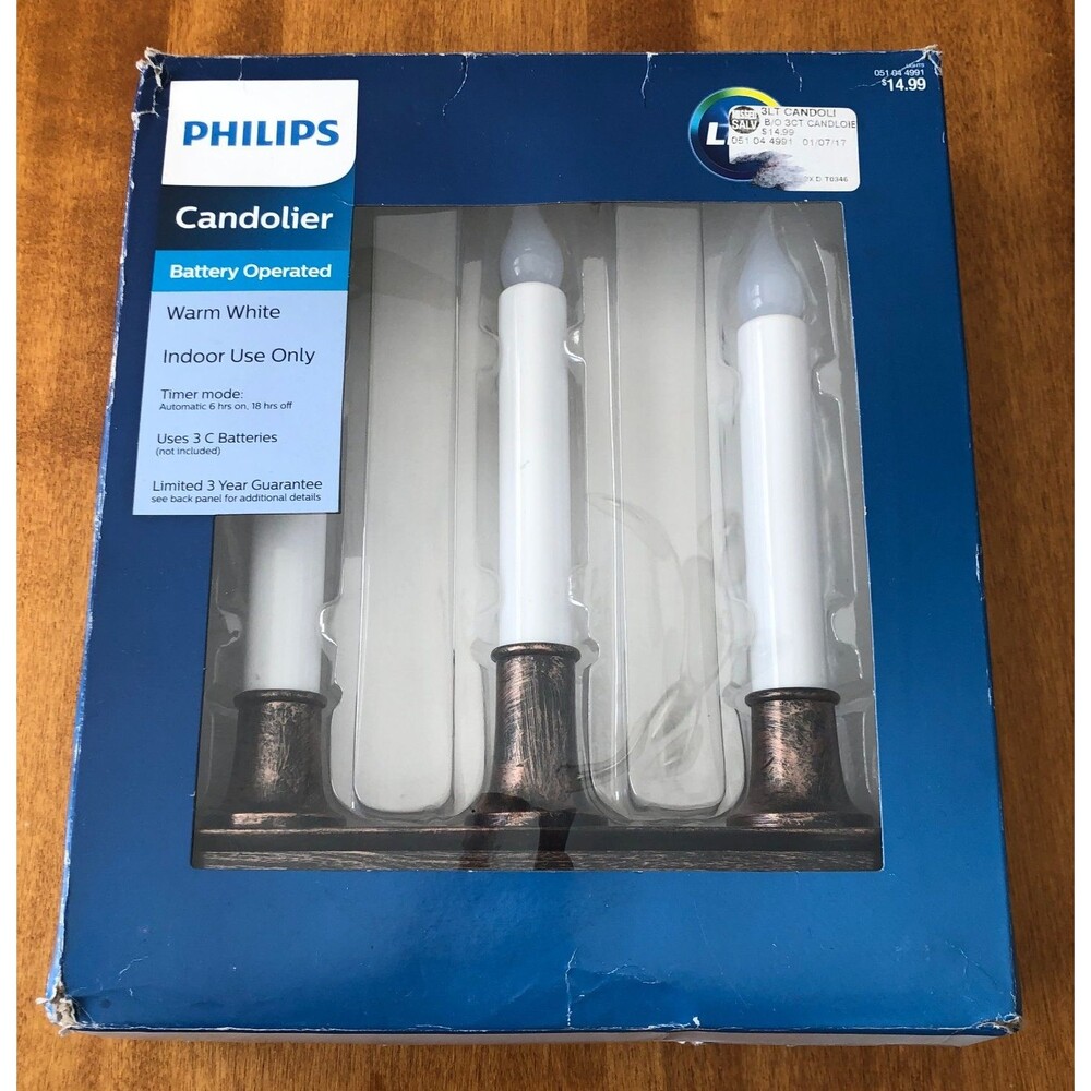Philips LED Candolier Timer Oil Rubbed Bronze Base 8in Box Holiday Christmas
